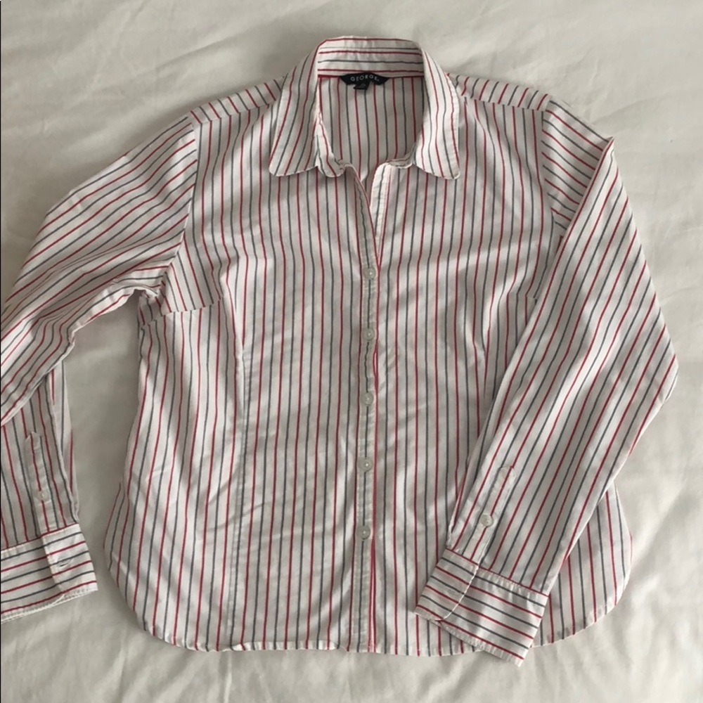 GEORGE black and red striped button down